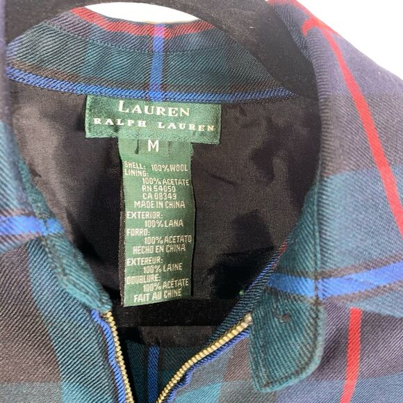 Lauren Ralph Lauren Wool Jacket Plaid Womens Med Full Zip Equestrian Barn Coat - Picture 6 of 8